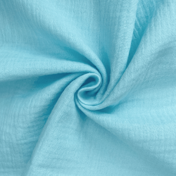 Ткань Муслин Жатый (Ширина 1,4м), цвет Небесно-голубой (на отрез) в Мытищах