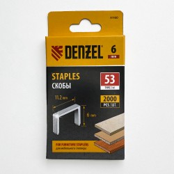 Denzel Скобы, 6 мм, для мебельного степлера, тип 53, 2000 шт. в Мытищах
