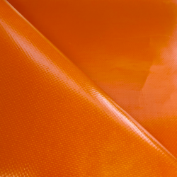 Ткань ПВХ 450 гр/м2 (Ширина 1,6м), цвет Оранжевый (на отрез) в Мытищах